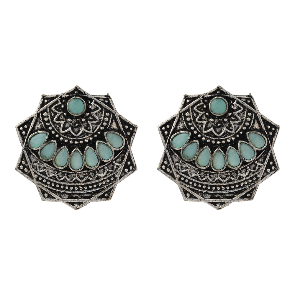 Mandala Hexa stud earrings (Mint)