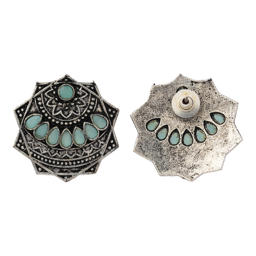 Mandala Hexa stud earrings (Mint)