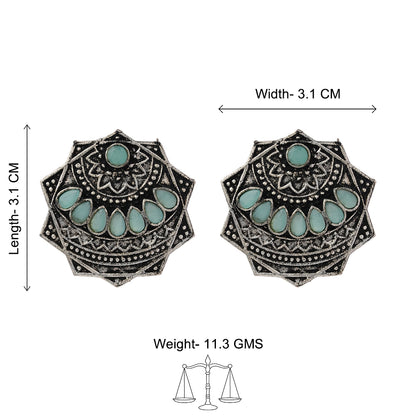 Mandala Hexa stud earrings (Mint)