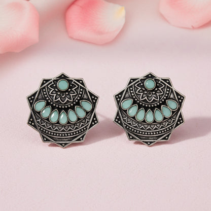 Mandala Hexa stud earrings (Mint)
