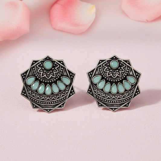 Mandala Hexa stud earrings (Mint)
