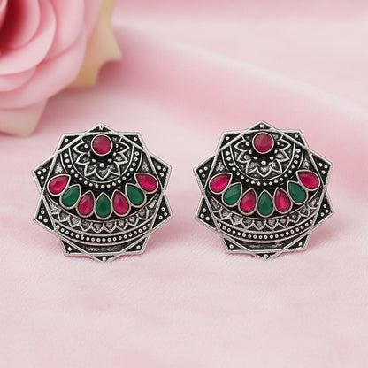 Mandala Hexa stud earrings (Multicolored)