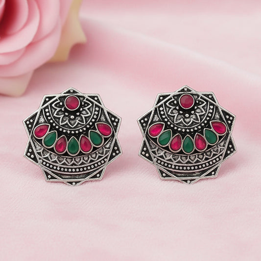 Mandala Hexa stud earrings (Multicolored)