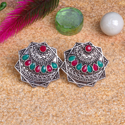 Mandala Hexa stud earrings (Multicolored)