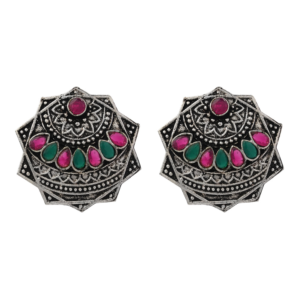 Mandala Hexa stud earrings (Multicolored)