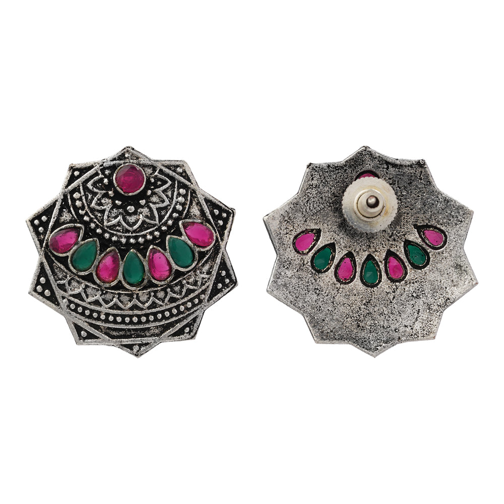 Mandala Hexa stud earrings (Multicolored)