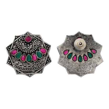 Mandala Hexa stud earrings (Multicolored)