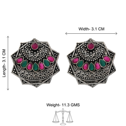 Mandala Hexa stud earrings (Multicolored)
