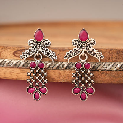 Twilight Tassles pearl dangler earrings (Red)