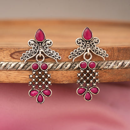Twilight Tassles pearl dangler earrings (Red)