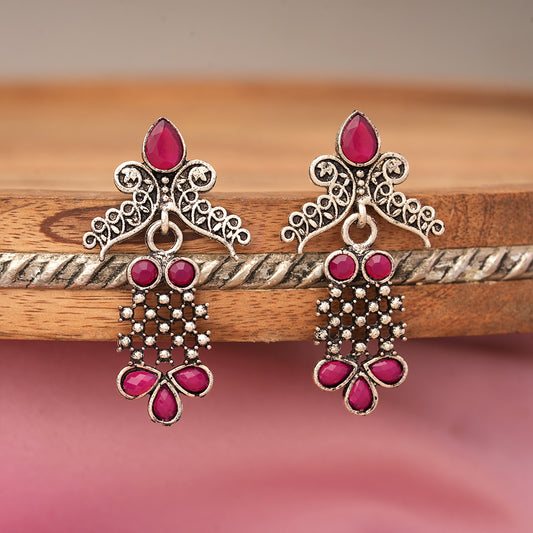 Twilight Tassles pearl dangler earrings (Red)
