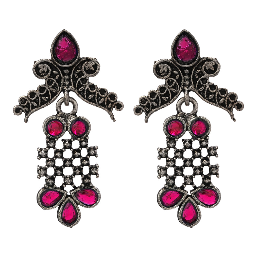 Twilight Tassles pearl dangler earrings (Red)