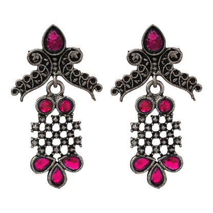 Twilight Tassles pearl dangler earrings (Red)