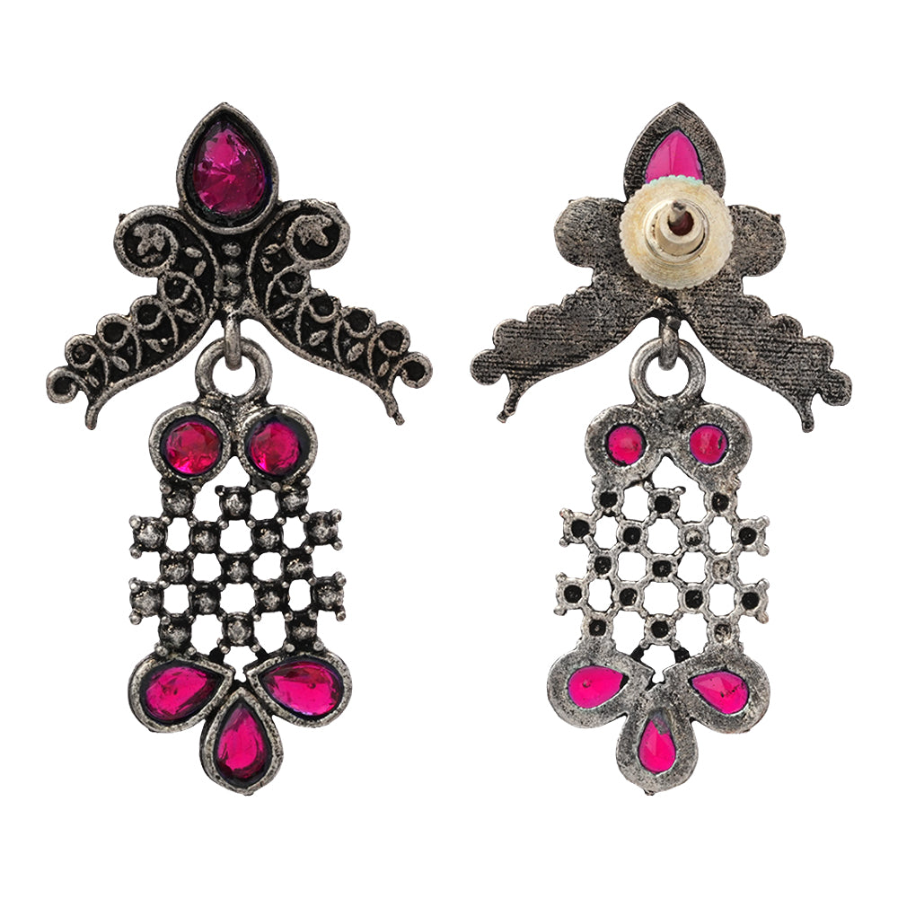 Twilight Tassles pearl dangler earrings (Red)