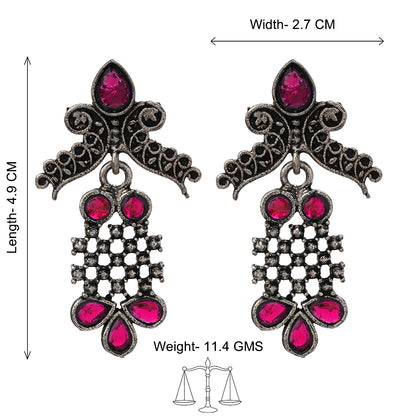 Twilight Tassles pearl dangler earrings (Red)