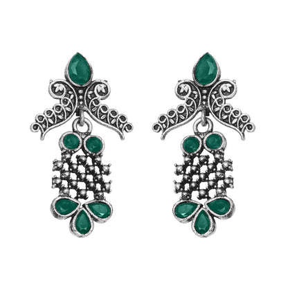 Twilight Tassles pearl dangler earrings (Green)