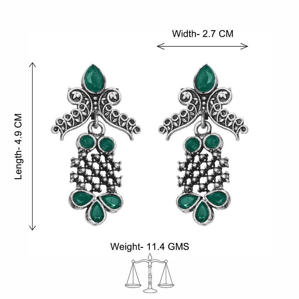 Twilight Tassles pearl dangler earrings (Green)