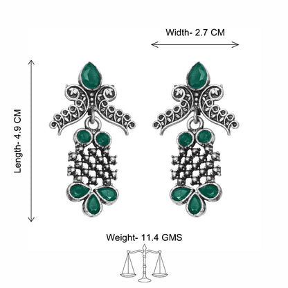Twilight Tassles pearl dangler earrings (Green)