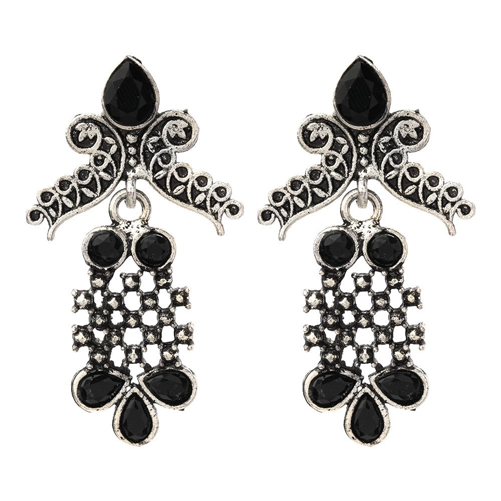 Twilight Tassles pearl dangler earrings (Black)