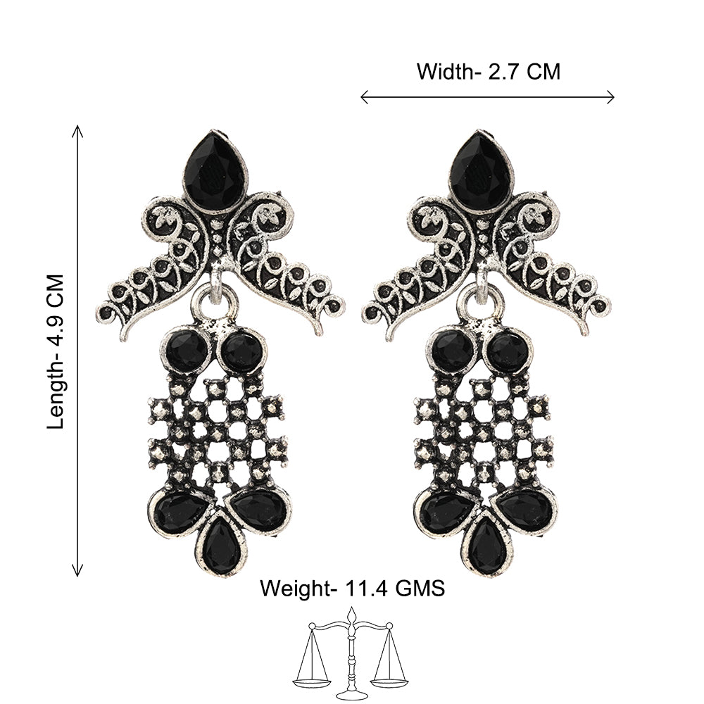 Twilight Tassles pearl dangler earrings (Black)