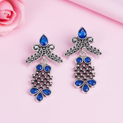 Twilight Tassles pearl dangler earrings (Blue)