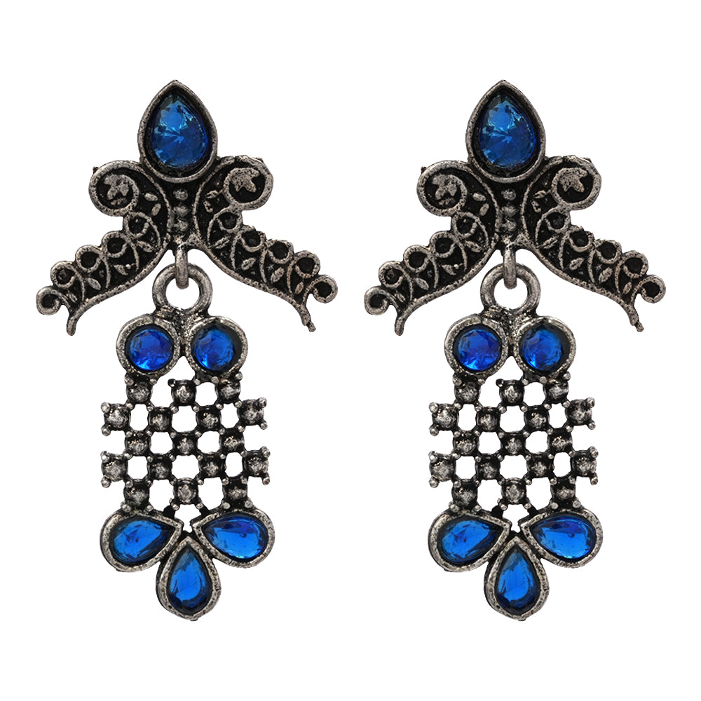 Twilight Tassles pearl dangler earrings (Blue)