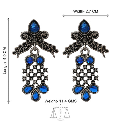 Twilight Tassles pearl dangler earrings (Blue)