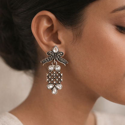Twilight Tassles pearl dangler earrings (White)