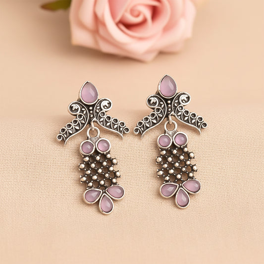 Twilight Tassles pearl dangler earrings (Baby Pink)