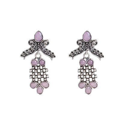 Carved Charm Dangler earrings (White) Twilight Tassles pearl dangler earrings (Baby Pink) Combo set