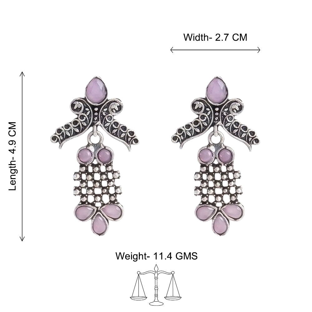 Carved Charm Dangler earrings (White) Twilight Tassles pearl dangler earrings (Baby Pink) Combo set