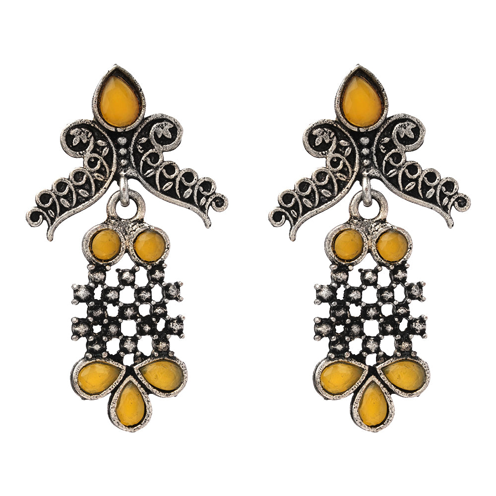 Twilight Tassles pearl dangler earrings (Yellow)
