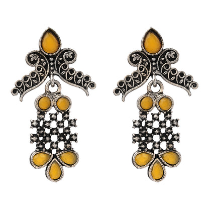 Twilight Tassles pearl dangler earrings (Yellow)