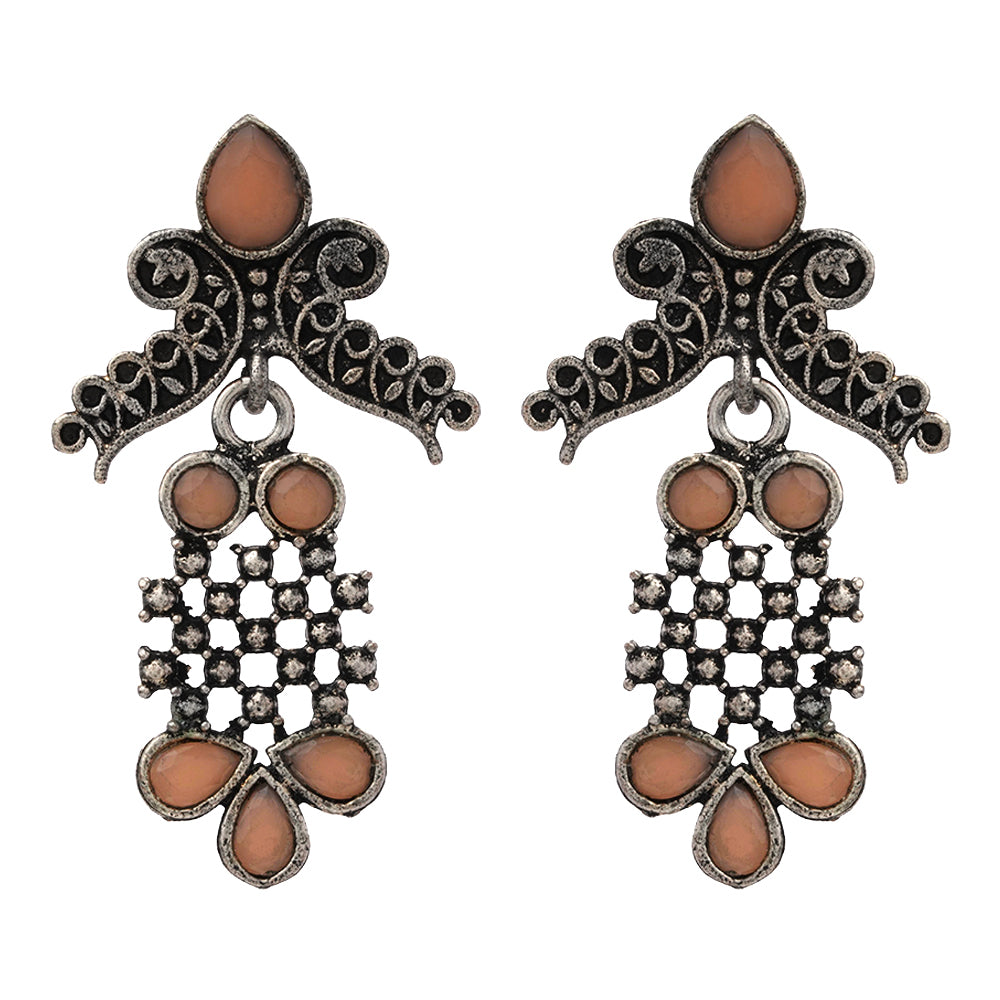 Twilight Tassles pearl dangler earrings (Light Orange)