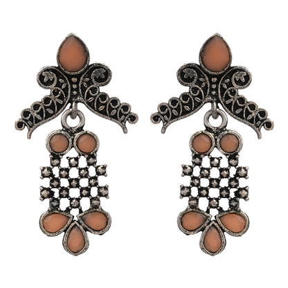 Twilight Tassles pearl dangler earrings (Light Orange)