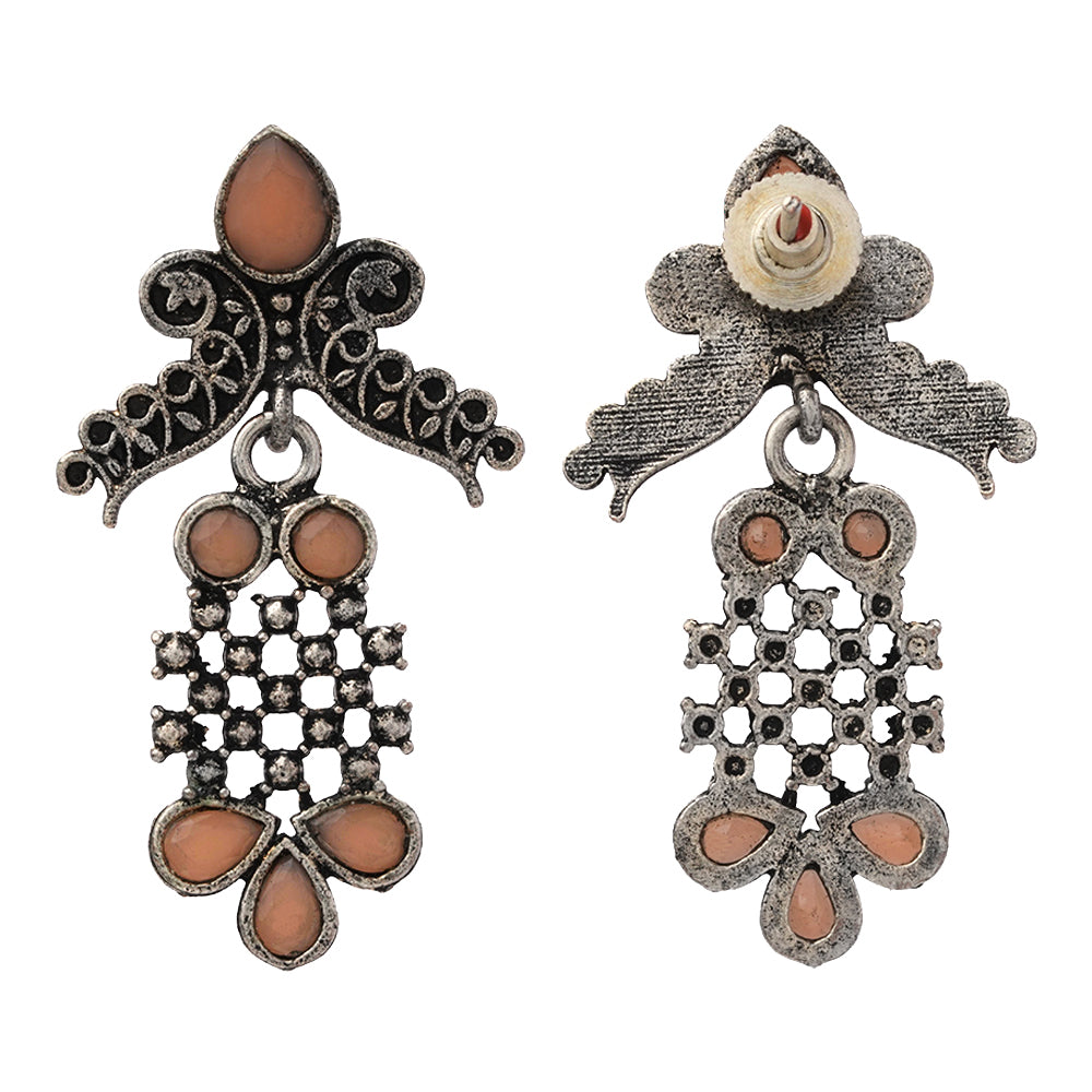 Twilight Tassles pearl dangler earrings (Light Orange)