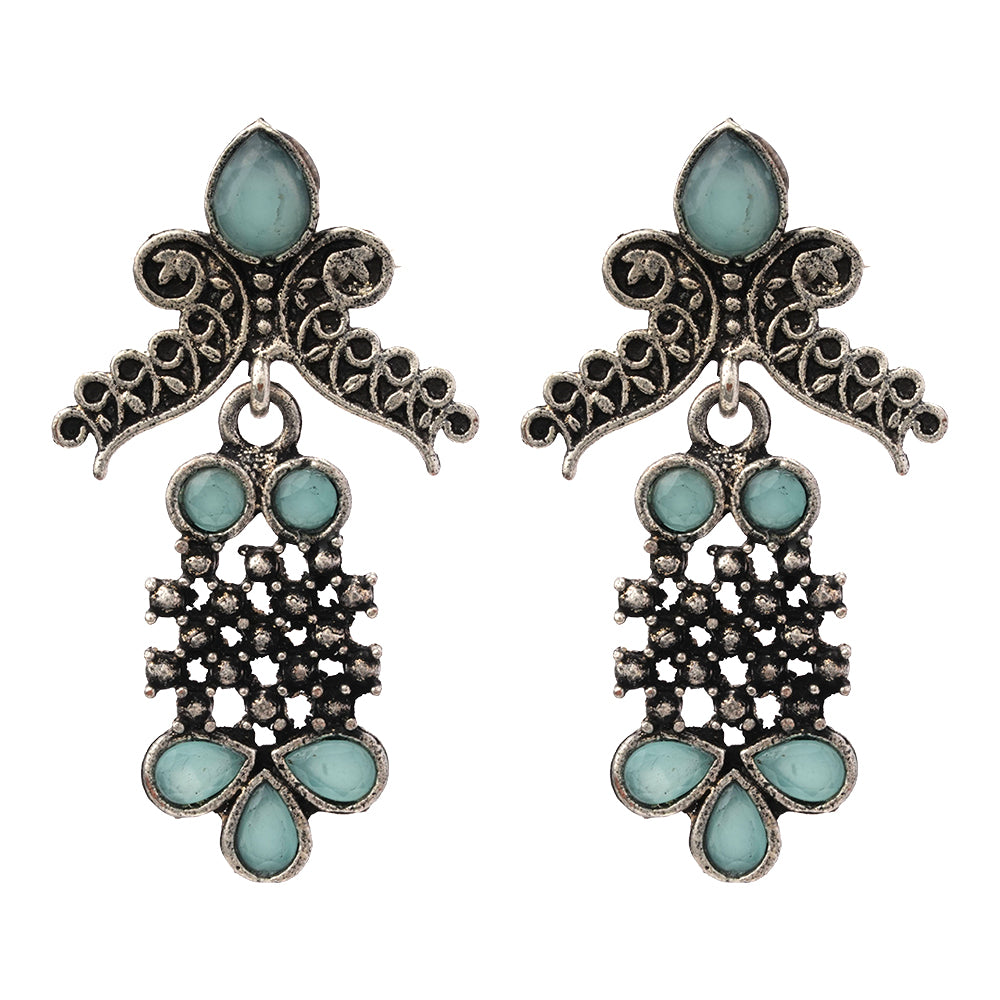 Twilight Tassles pearl dangler earrings (Mint)