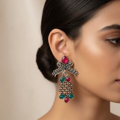 Twilight Tassles pearl dangler earrings (Multicolored)