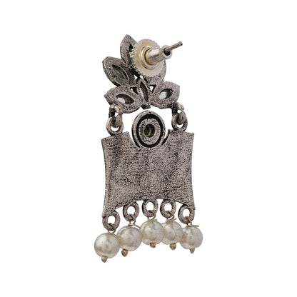 Flora-Aura stone studded dangler earrings (White)