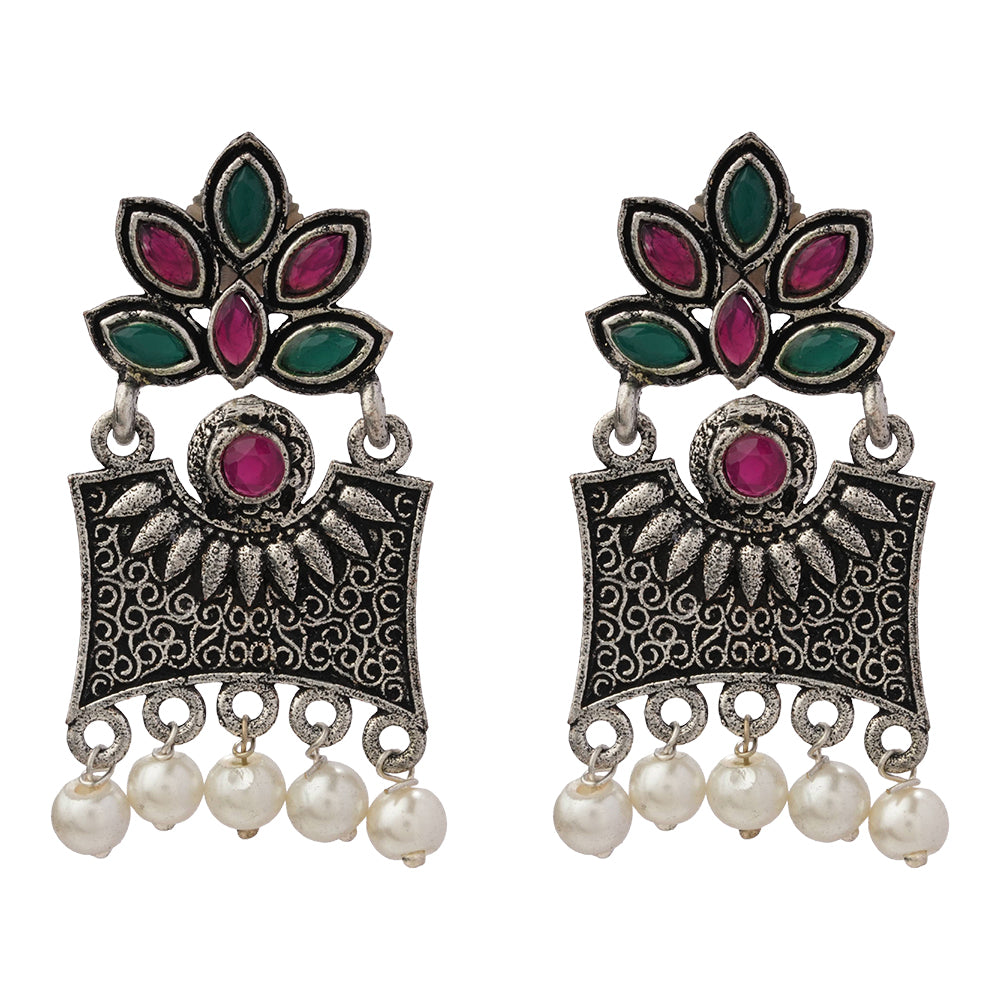 StylishKudi Oxidised Silver Earrings&Chandbali Earrings ComboSet for Women&girl
