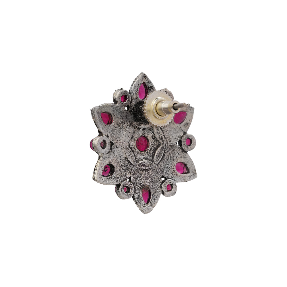 flower-alpana stud earrings (Red)