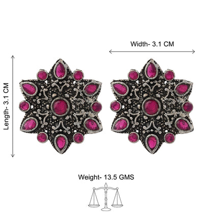 flower-alpana stud earrings (Red)