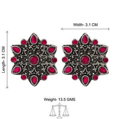 flower-alpana stud earrings (Red)