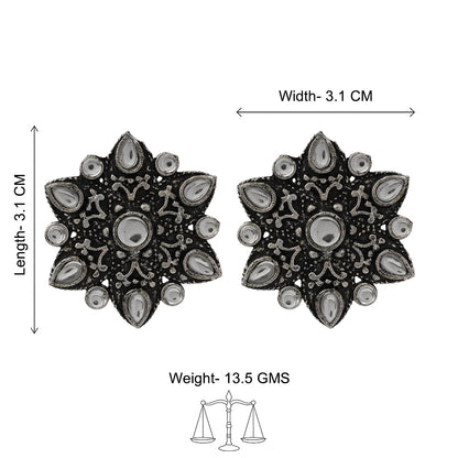 flower-alpana stud earrings (White)