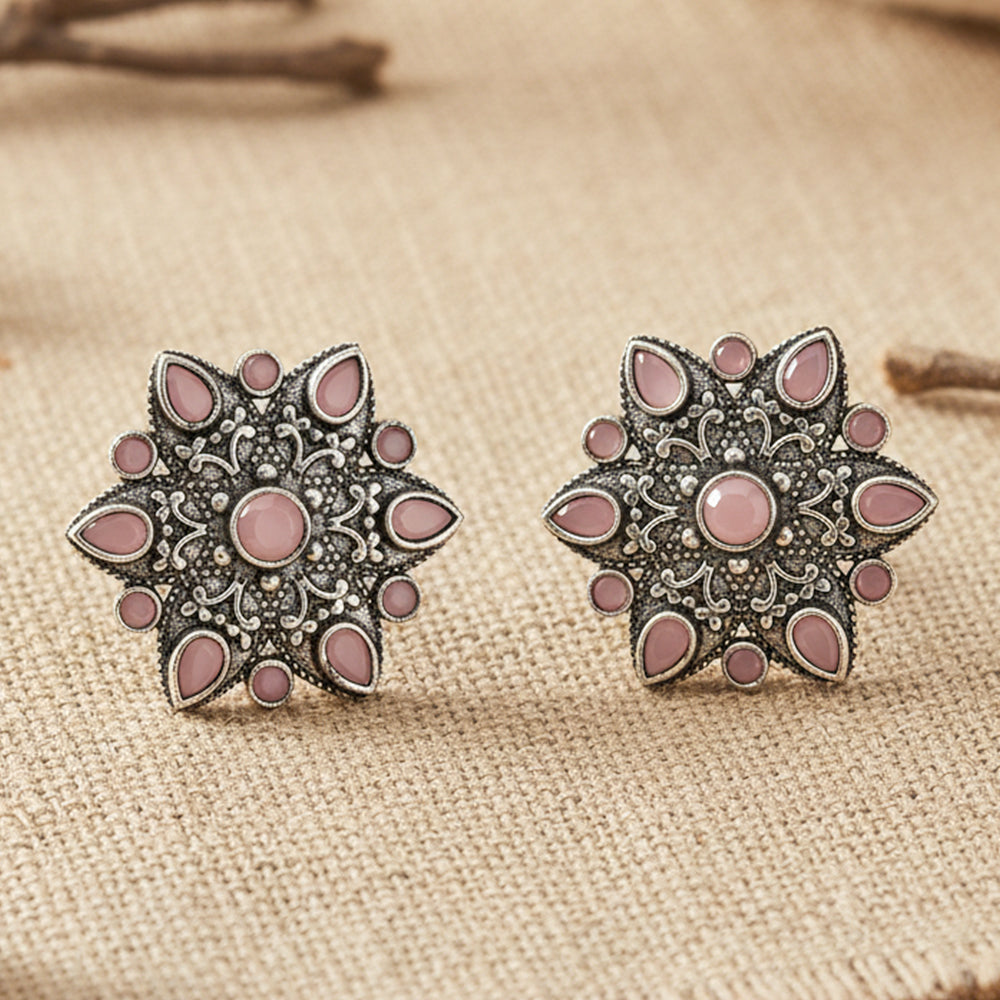 flower-alpana stud earrings (Baby Pink)
