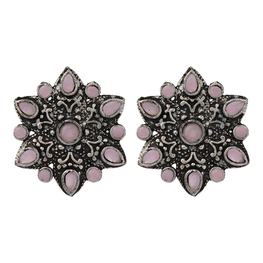 flower-alpana stud earrings (Baby Pink)