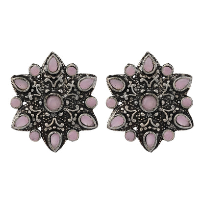flower-alpana stud earrings (Baby Pink)