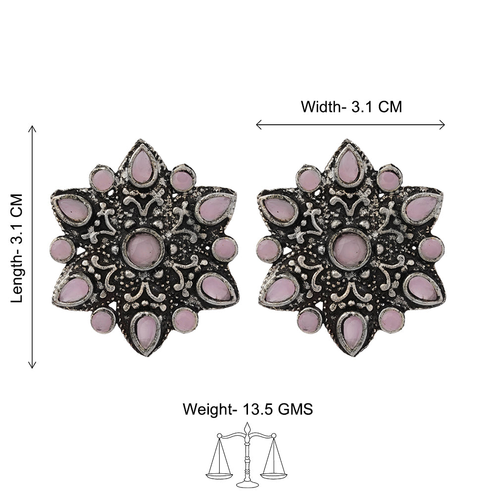flower-alpana stud earrings (Baby Pink)