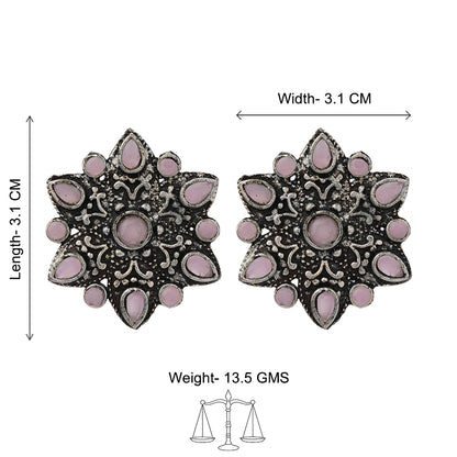 flower-alpana stud earrings (Baby Pink)