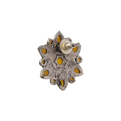 flower-alpana stud earrings (Yellow)